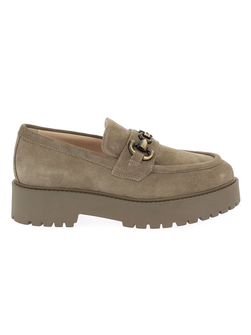 mocassino da donna in camoscio beige NERO GIARDINI | I411390D501